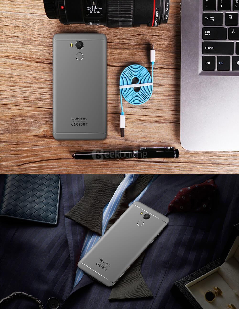 [HK Stock]Oukitel U15 PRO 5.5inch 2.5D HD Android 6.0 Smartphone MT6753 Octa Core 1.3GHz 3GB RAM 32GB ROM 16.0MP TOUCH ID OTG LED Notification - Gray