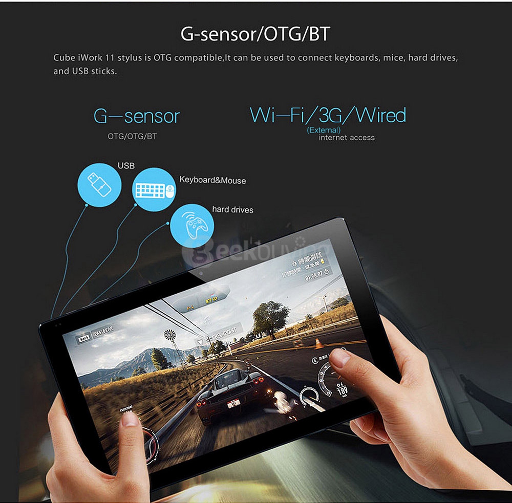 CUBE iWork11 Stylus Tablet PC 10.6 inch Dual OS Windows 10 + Android 5.1 4GB/64GB Intel Cherry Trail Z8300 Quad Core 1.84GHz IPS 1920*1080 - Deep Blue