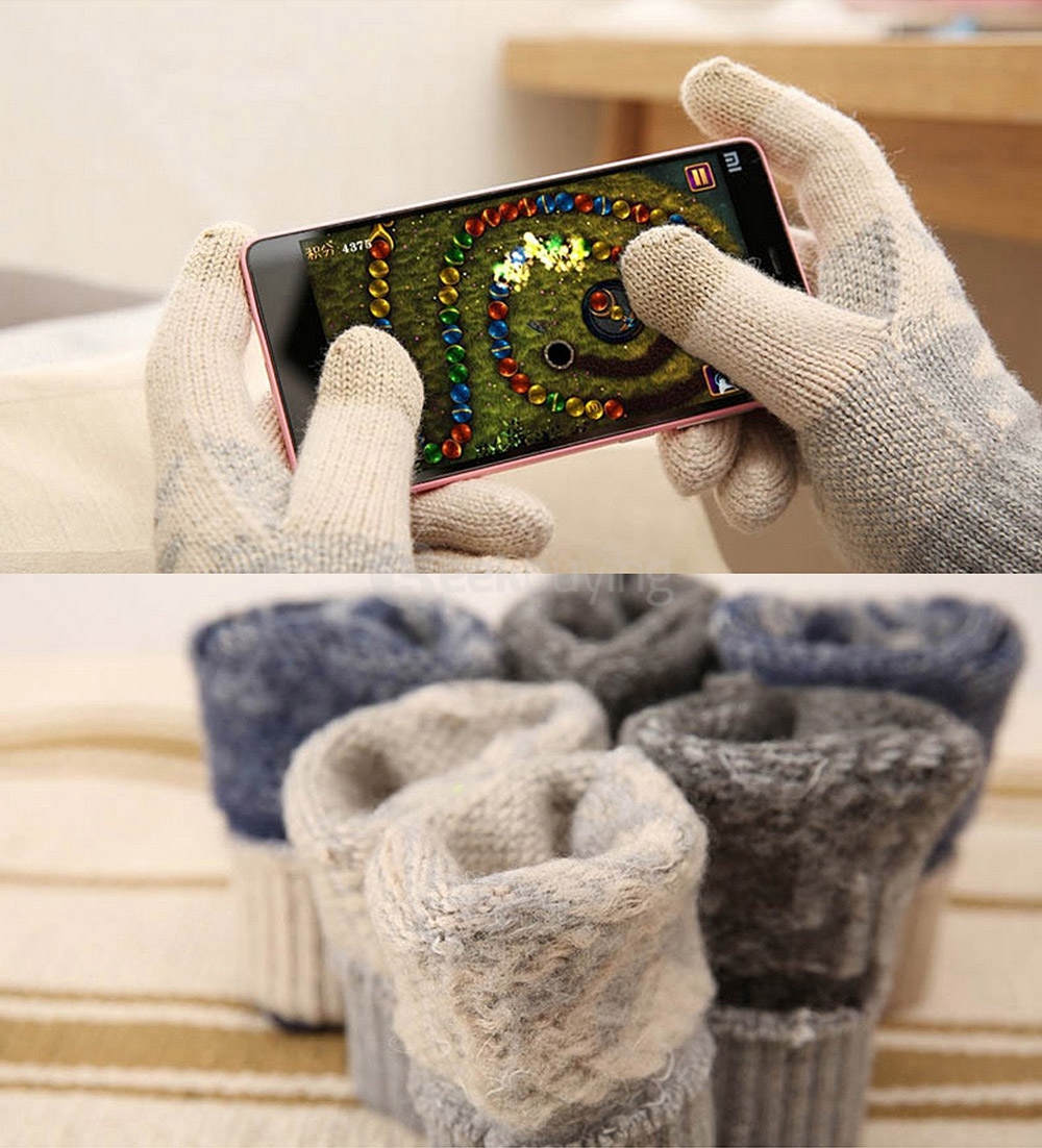 Original Xiaomi Wool Finger Touch Screen Winter Gloves For Smart Phones Tablets Male Models - Blue