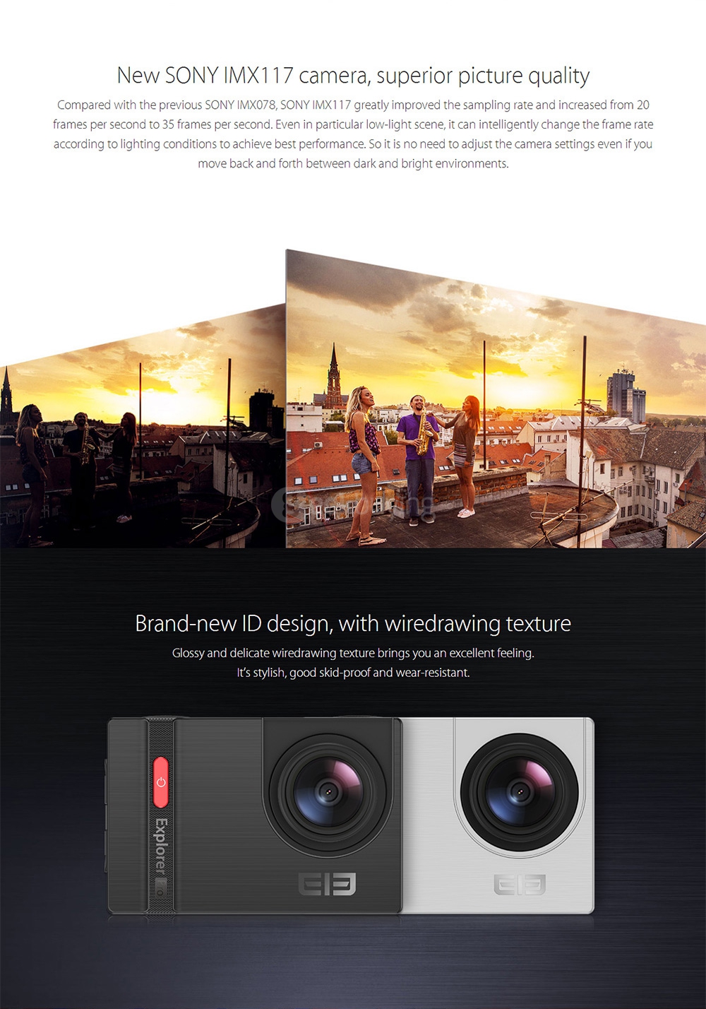 Elephone Explorer Pro 2.0inch TFT 4K 12MP NTK96660  WiFi Action Camera with 170 / 120 / 90 Wide Angles  Voice Broadcast Sports Camera with 2.4G Remote Controller  -  Silver