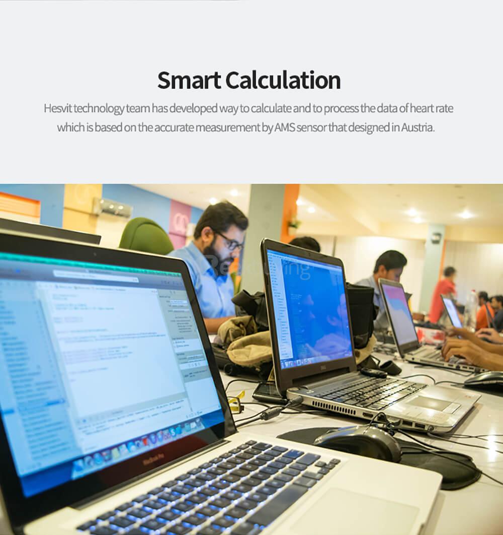 Hesvit G1 Bluetooth 4.0 Smart Bracelet Heart Rate Monitor Skin Temperature Measurement Automatic Activity Tracker for Andriod iOS - Black