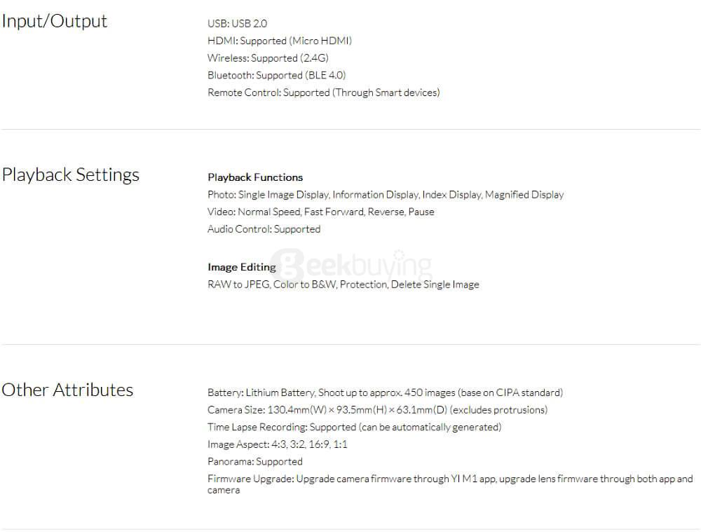 [HK Stock]Original YI M1 Mirrorless Camera WiFi 4K Standard Lens IMX269 Sensor 20MP 3.0