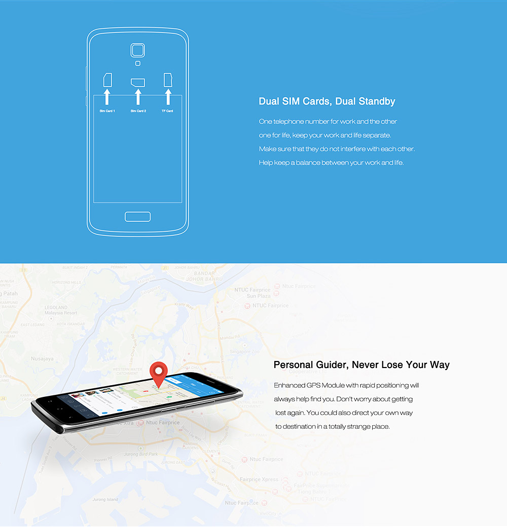 [HK Stock]Bluboo Mini 4.5inch IPS QHD Android 6.0 3G Smartphone MT6580 Quad Core 1.3GHz 1GB RAM 8GB ROM 5.0MP 8.0MP WIFI Bluetooth - Blue