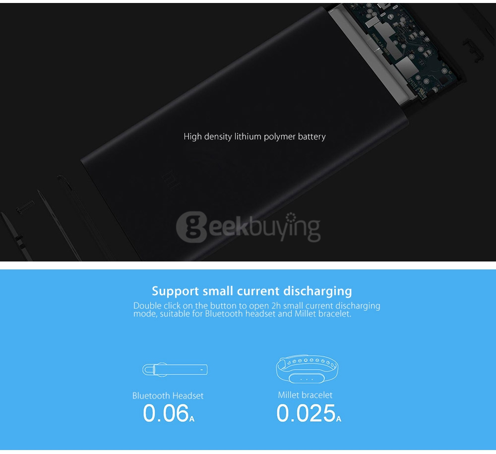 Original Xiaomi Ultra-thin 10000mAh Lithium Polymer Power Bank 2 - Silver