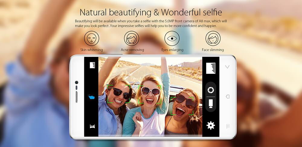 [Spain Stock]Blackview A8 MAX 5.5inch HD 2.5D Arc Screen Android 6.0 4G LTE Smartphone MT6737 Quad Core 1.3GHz 2GB RAM 16GB ROM 5.0MP 8.0MP - Gold