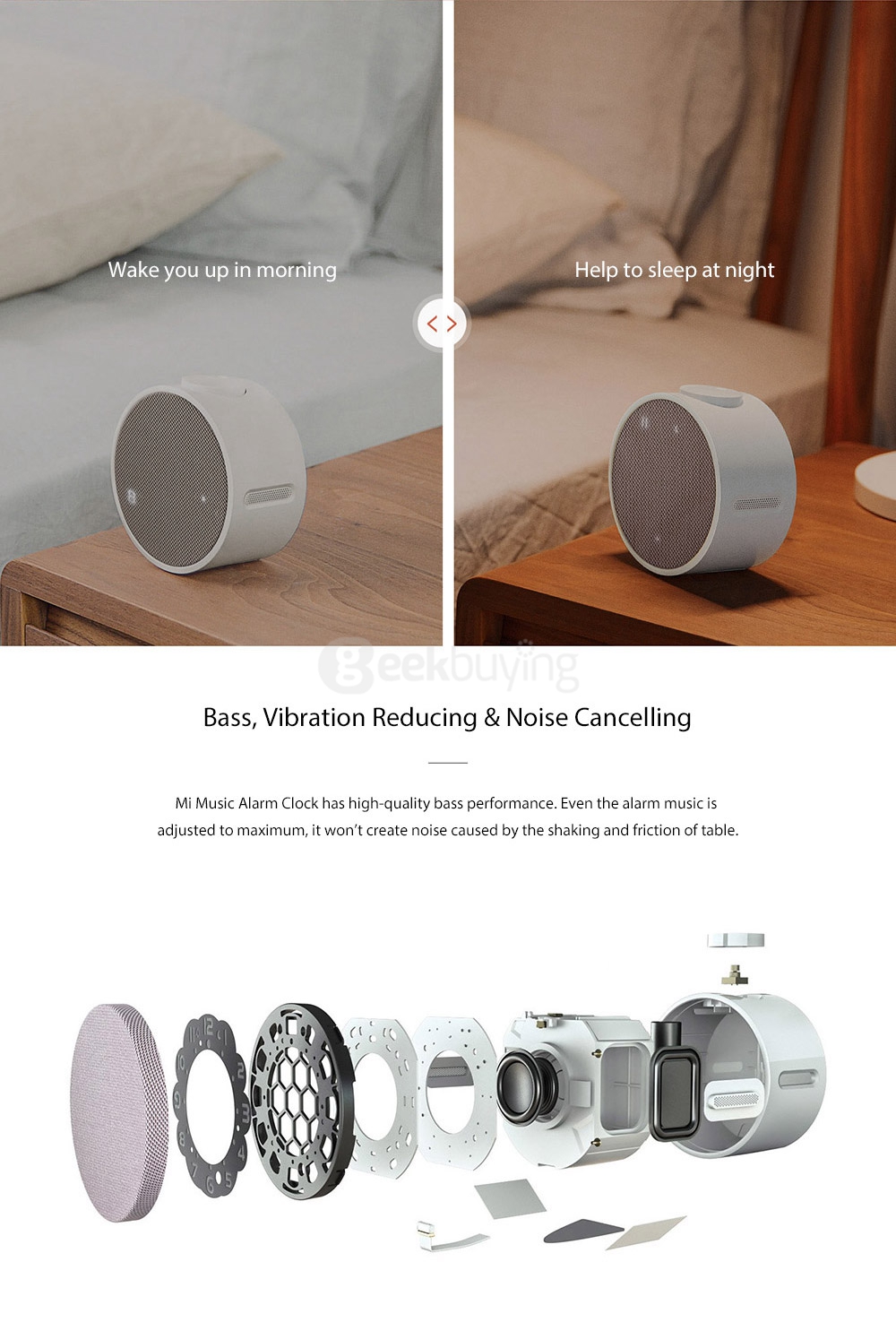 Original Xiaomi Bluetooth 4.1 Smart Mi Music Alarm ClockWhite