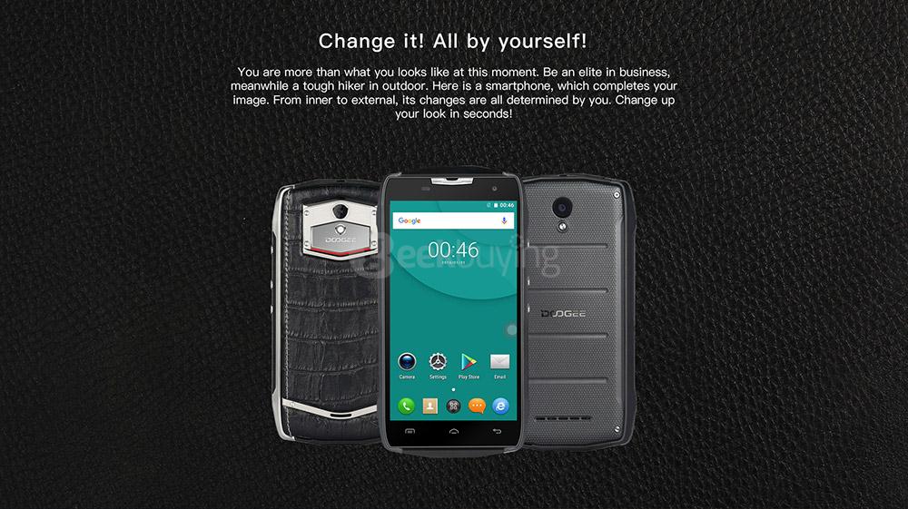 [HK Stock]Doogee T5 LITE 5.0inch HD Android 6.0 IP67 Waterproof Business Sport Phone MT6735 Quad Core 1.0GHz 2GB 16GB 5.0MP 8.0MP OTG 4500mAh Battery - Black