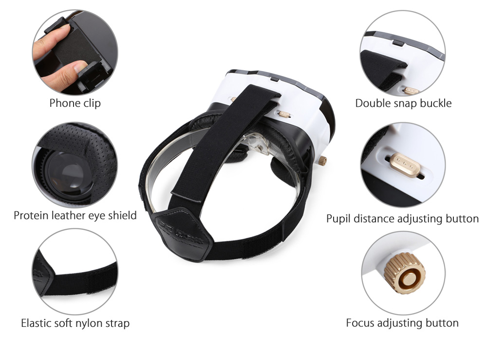 VLITI OP-001 FOV100 Immersive 3D VR Virtual Reality Headset IPD Focus Adjustable for 4-5.5 Inches Smartphones