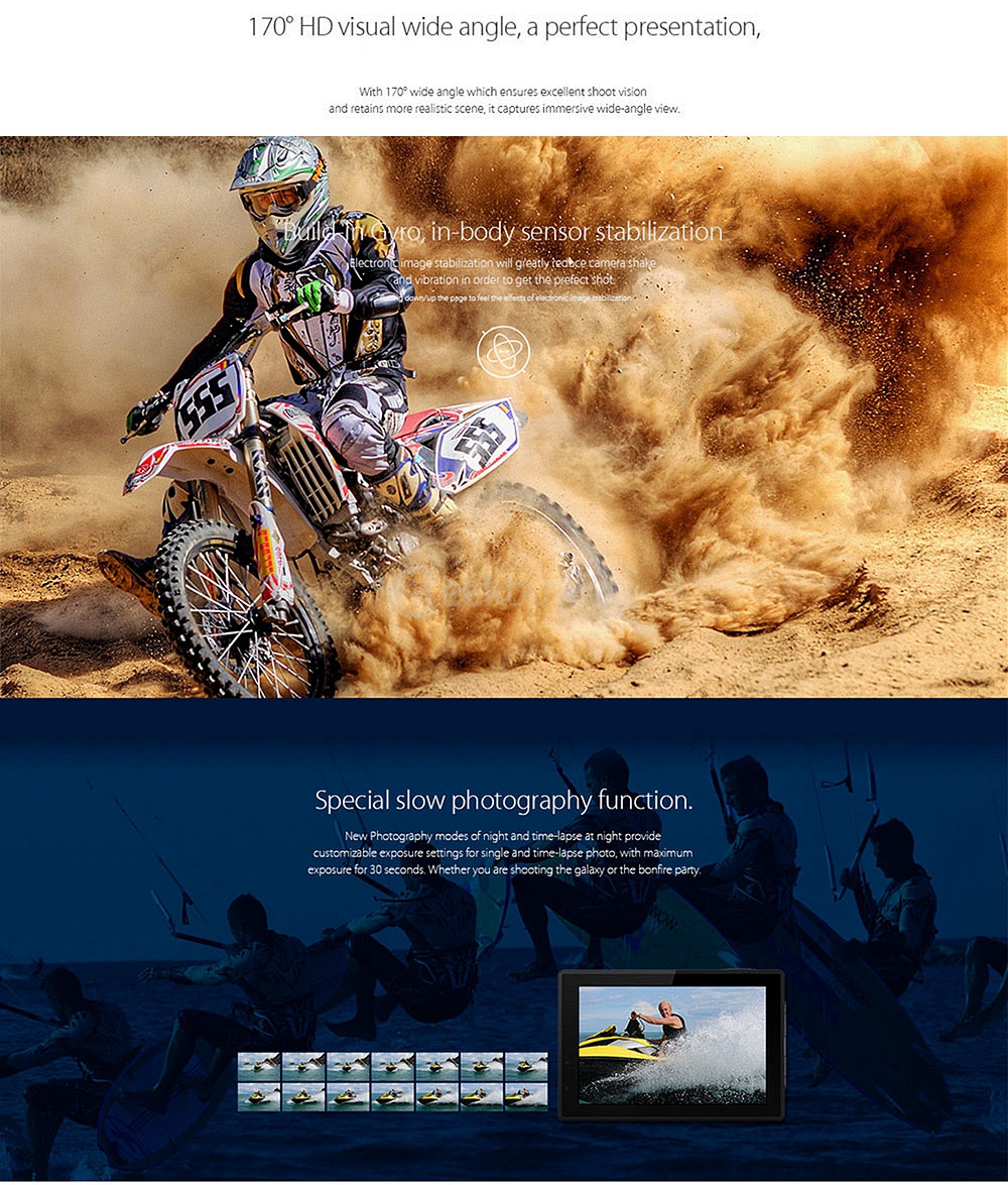 Elephone Explorer Pro 2.0inch TFT 4K 12MP NTK96660  WiFi Action Camera with 170 / 120 / 90 Wide Angles  Voice Broadcast Sports Camera with 2.4G Remote Controller  -  Silver