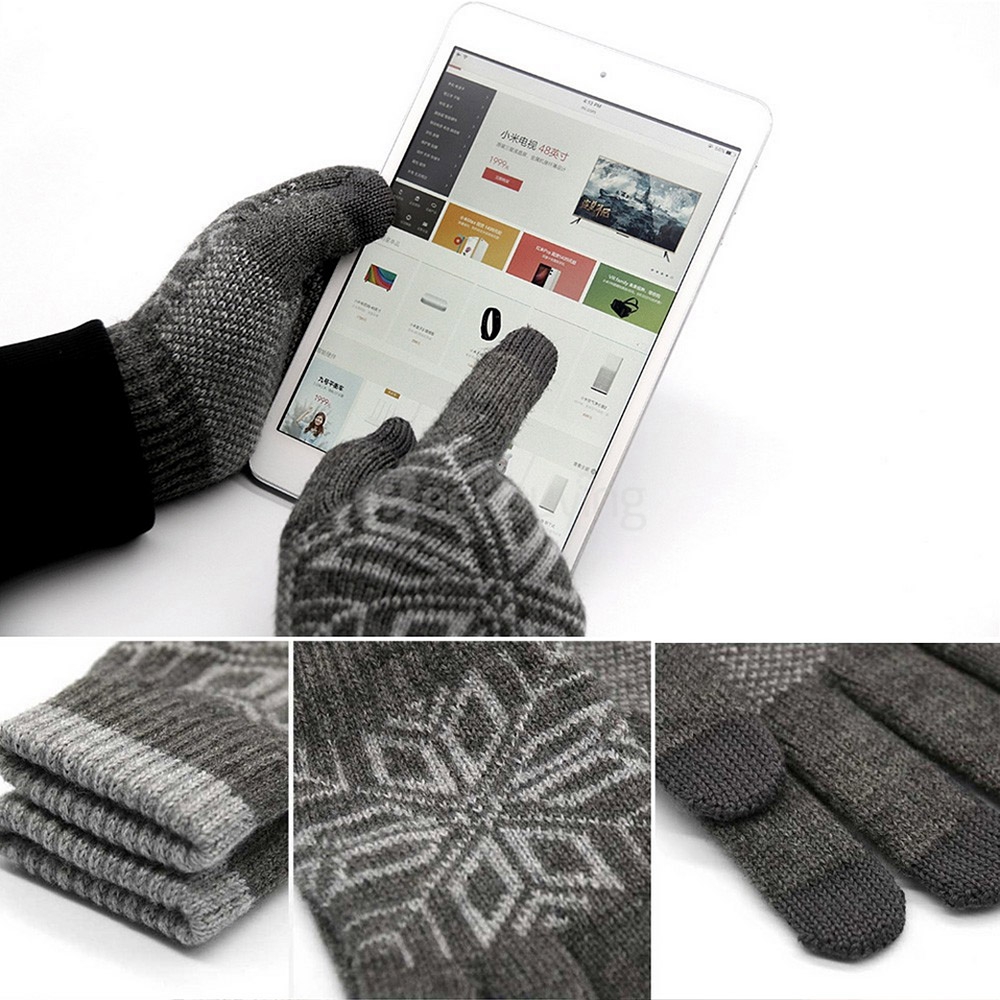 Original Xiaomi Wool Finger Touch Screen Winter Gloves For Smart Phones Tablets Male Models - Blue