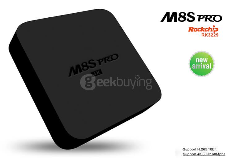 M8S PRO Android 5.1.1 RK3229 4K TV BOX 2G/8G 802.11 b/g/n WIFI LAN KODI DRM DLNA Google TV Remote