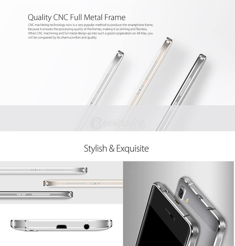 [HK Stock]Blackview A8 MAX 5.5inch HD 2.5D Arc Screen Android 6.0 4G LTE Smartphone MT6737 Quad Core 1.3GHz 2GB RAM 16GB ROM 5.0MP 8.0MP - Silver