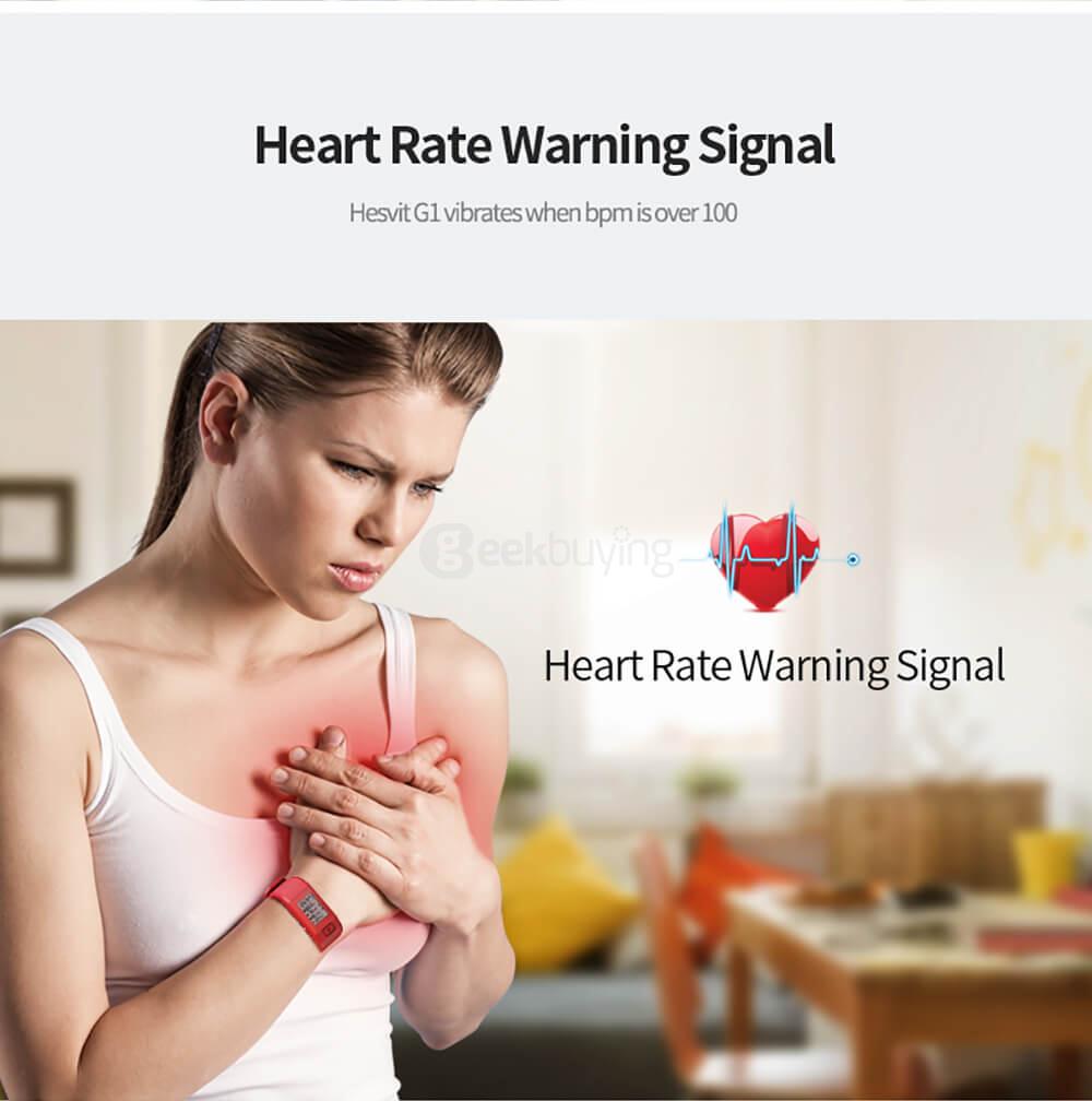 Hesvit G1 Bluetooth 4.0 Smart Bracelet Heart Rate Monitor Skin Temperature Measurement Automatic Activity Tracker for Andriod iOS - Black