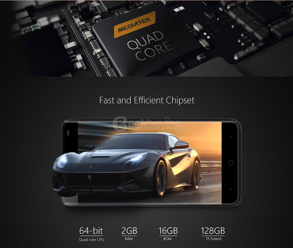 [HK Stock]Ulefone Tiger 5.5inch HD Android 6.0 4G LTE Smartphone MT6737 Quad Core 1.3GHz 2GB RAM 16GB ROM 13.0MP Touch ID OTG 4200mAh Battery - Gray