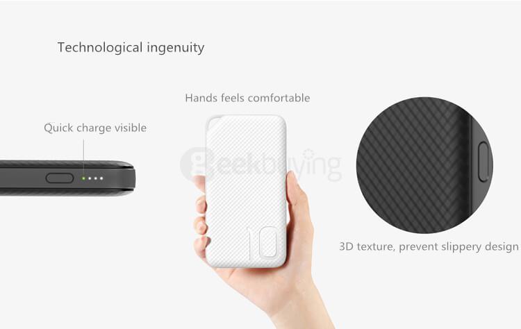 Original Huawei Honor AP08Q Portable 10000mAh Power Bank Qualcomm Certification Quick Charge 2.0 Type-C & Micro USB Input - White
