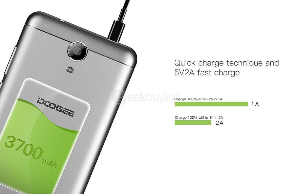 [HK Stock]Doogee X7 Pro 6.0 inch HD Android 6.0 4G LTE Smartphone MT6737 Quad Core 1.3GHz 2GB RAM 16GB ROM 13.0MP VR Supported OTG Fast Charge - Gold