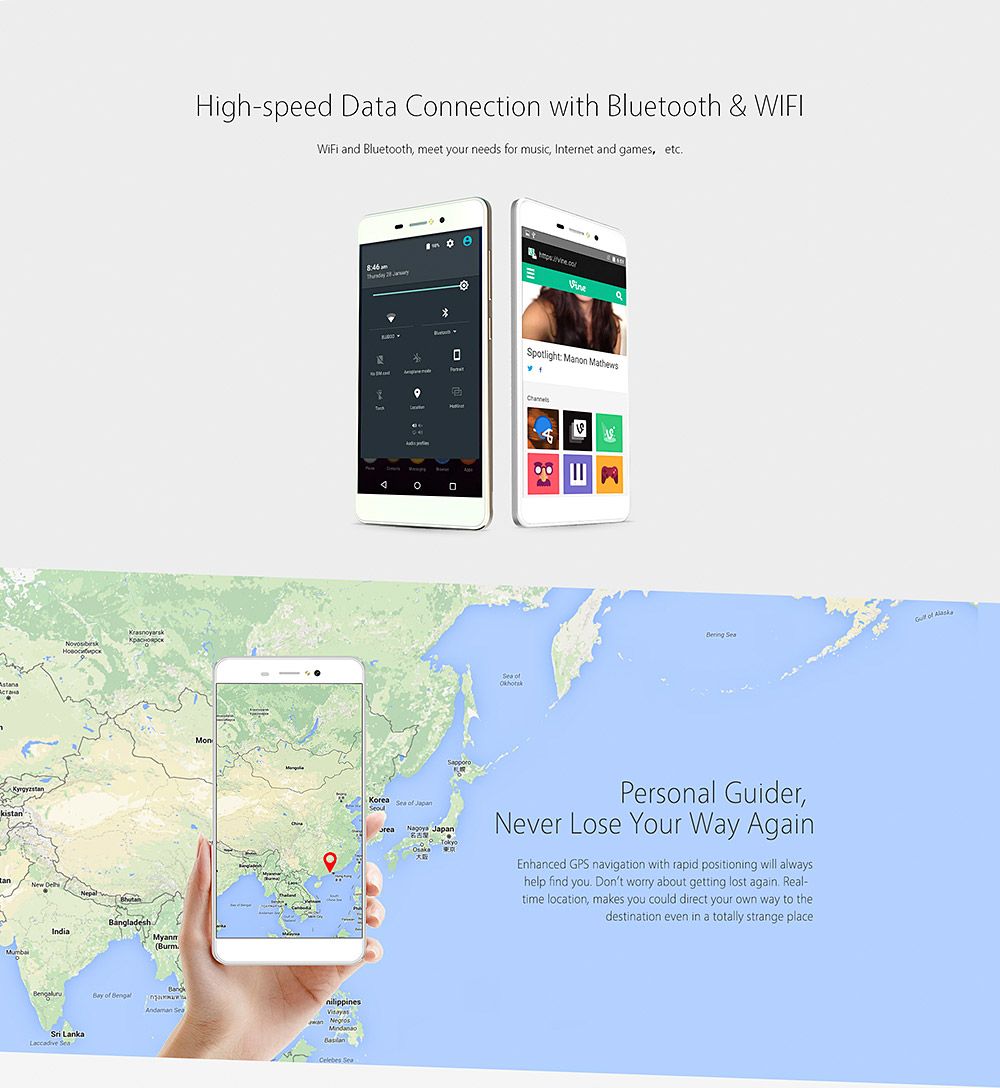 [HK Stock]Bluboo Picasso 4G 5.0inch IPS HD Android 6.0 Smartphone MT6735 Quad Core 1.0GHz 2GB RAM 16GB ROM 8.0MP 13.0MP NFC - White