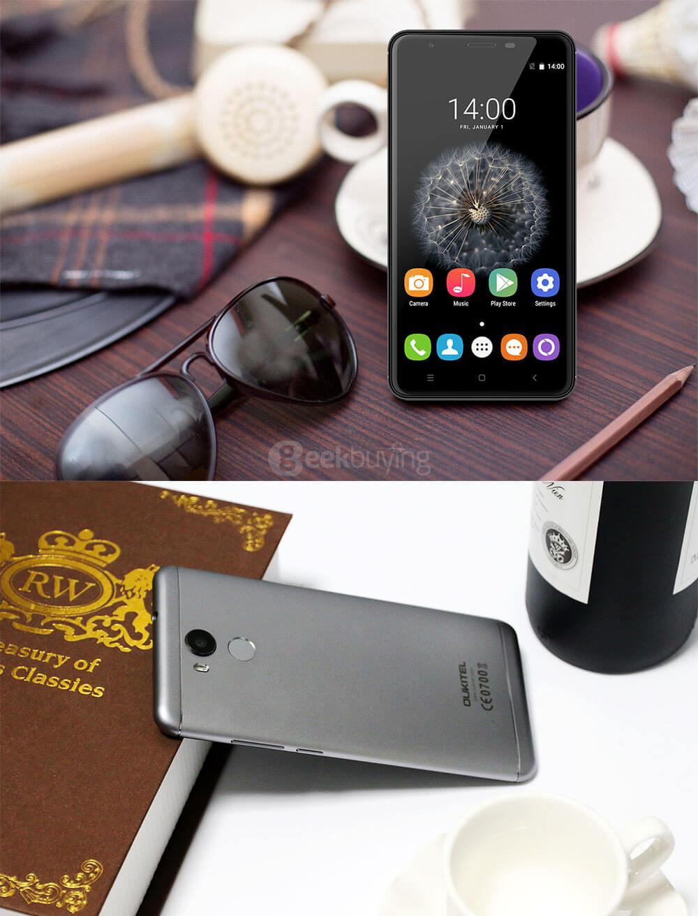 [HK Stock]Oukitel U15 PRO 5.5inch 2.5D HD Android 6.0 Smartphone MT6753 Octa Core 1.3GHz 3GB RAM 32GB ROM 16.0MP TOUCH ID OTG LED Notification - Gray
