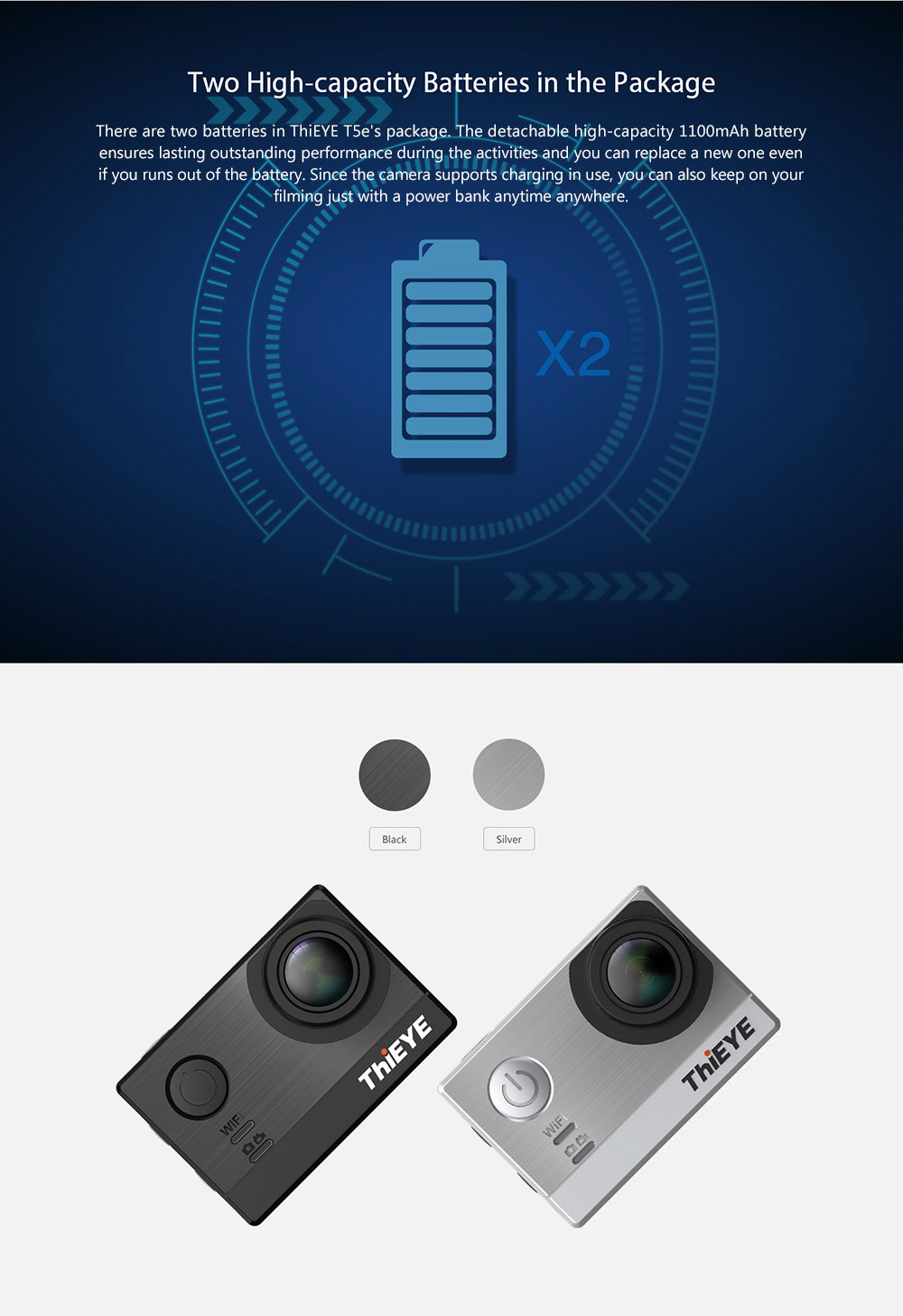 Original Thieye T5e WiFi 4K Action Camera Ambarella A12LS75 Sony IMX117 2.0