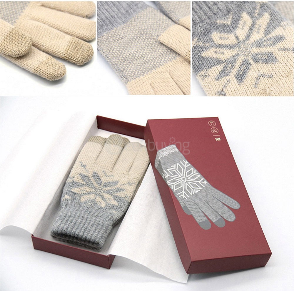 Original Xiaomi Wool Finger Touch Screen Winter Gloves For Smart Phones Tablets Male Models - Blue