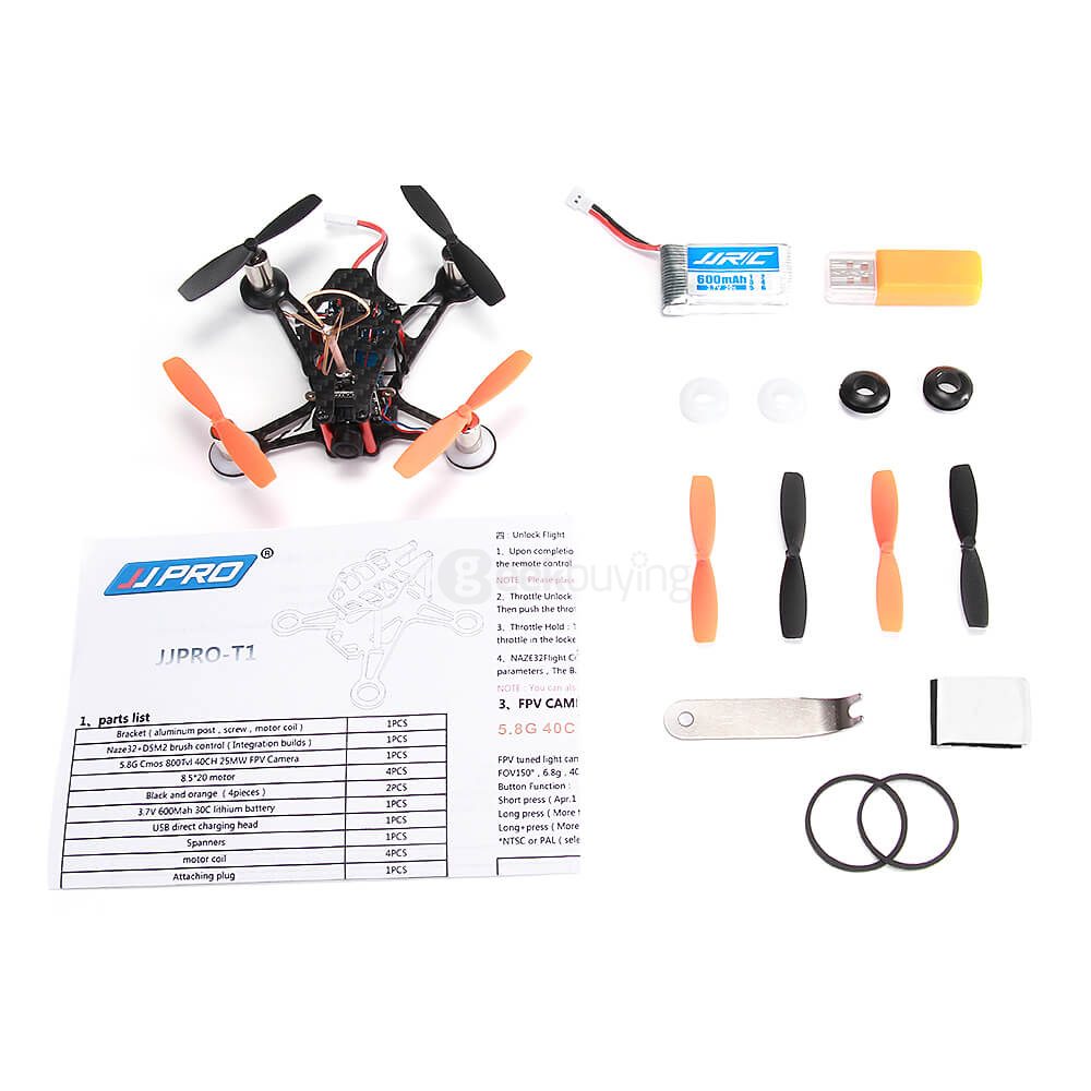 JJPRO T1 Beetle 95mm Micro FPV Racing Quadcopter 800TVL Camera DSM2/DSMX NAZA32 Flight Controller - BNF Based