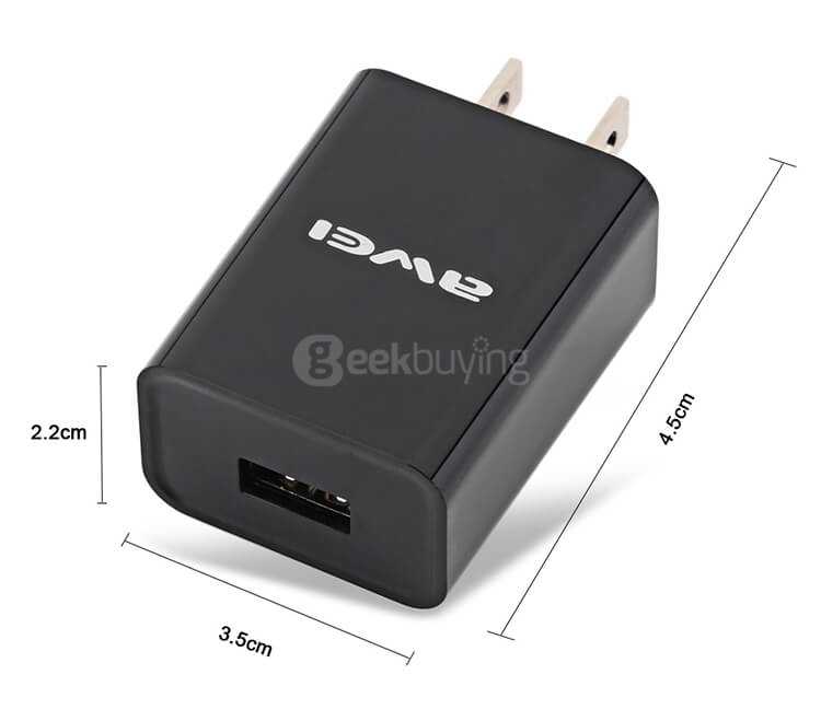 Awei C-600 Travel Charger 5V 2A USB Power Adapter US Plug - White