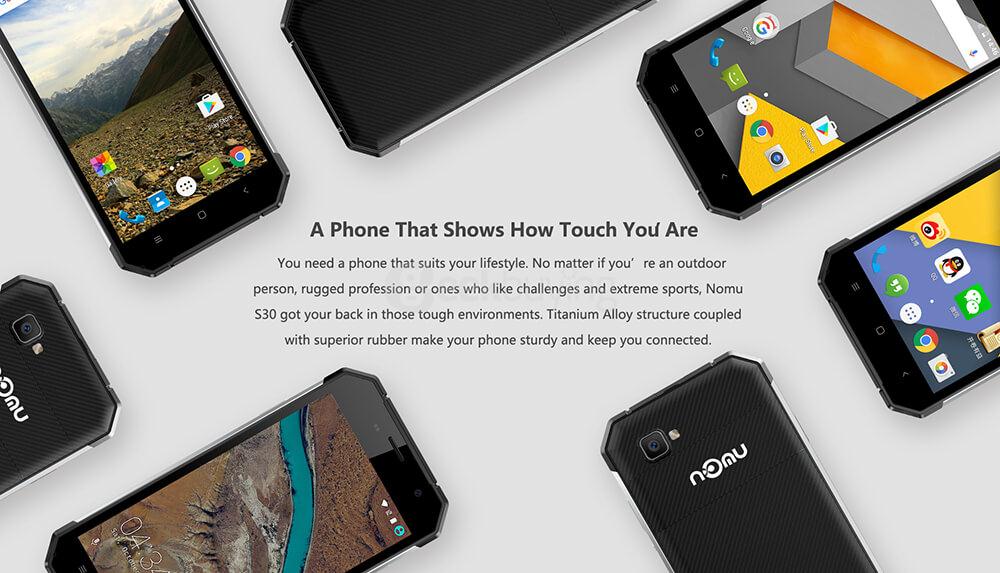 [HK Stock]NOMU S30 IP68 Waterproof 5.5inch FHD Android 6.0 4G LTE Rugged Phone MT6755 Octa-core 2.0GHz 4GB 64GB 16.0MP 5000mAh Battery NFC OTG - Black