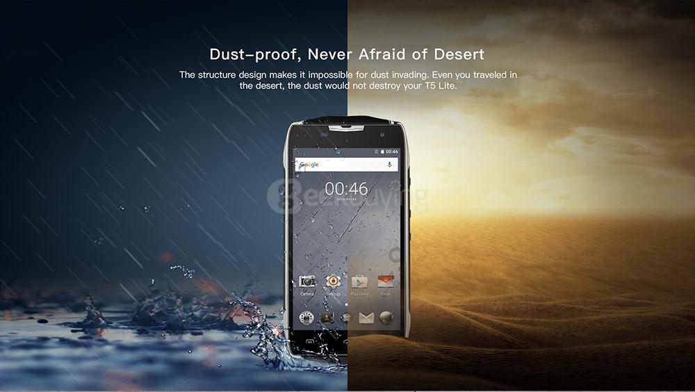 [HK Stock]Doogee T5 LITE 5.0inch HD Android 6.0 IP67 Waterproof Business Sport Phone MT6735 Quad Core 1.0GHz 2GB 16GB 5.0MP 8.0MP OTG 4500mAh Battery - Black