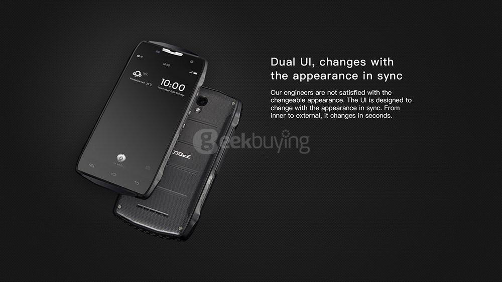 [HK Stock]Doogee T5 LITE 5.0inch HD Android 6.0 IP67 Waterproof Business Sport Phone MT6735 Quad Core 1.0GHz 2GB 16GB 5.0MP 8.0MP OTG 4500mAh Battery - Black