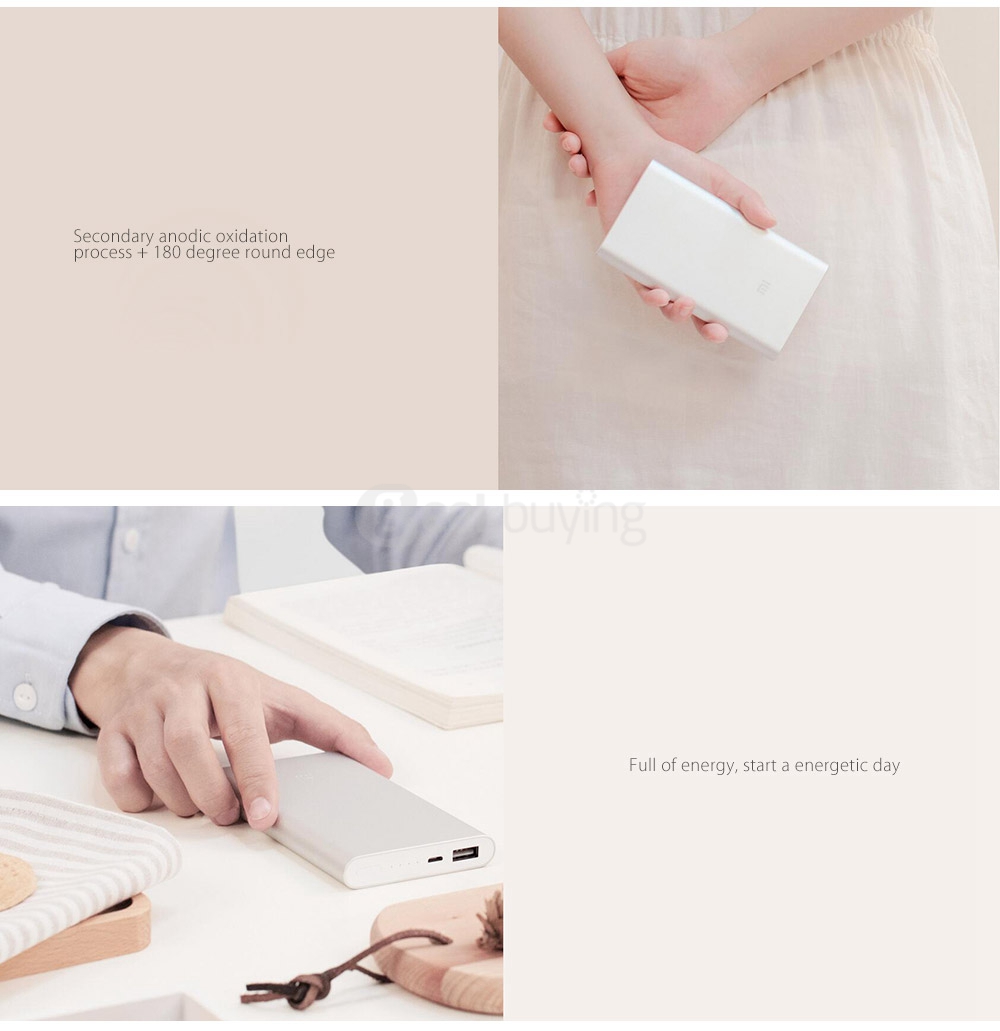 Original Xiaomi Ultra-thin 10000mAh Lithium Polymer Power Bank 2 - Silver