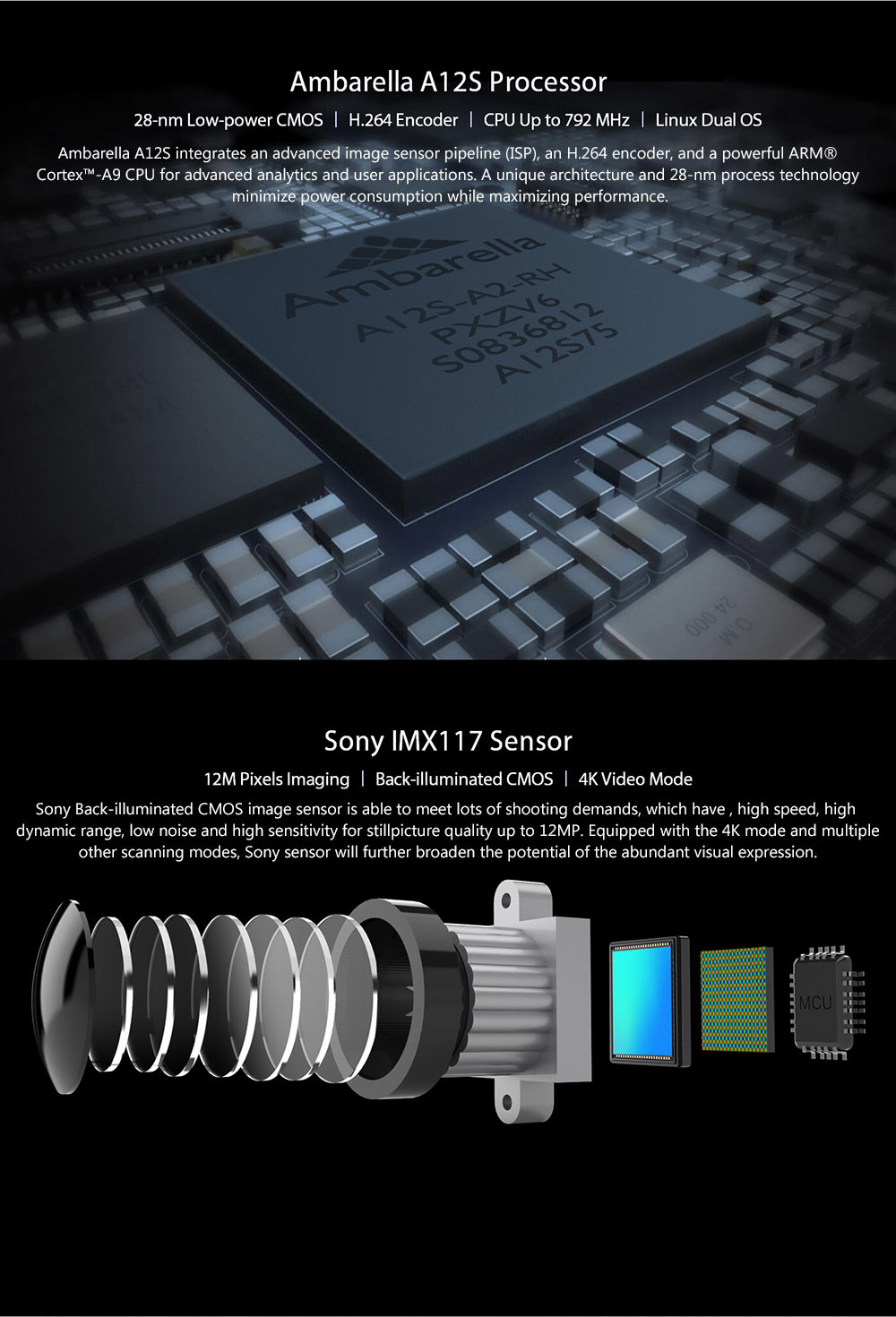 Original Thieye T5e WiFi 4K Action Camera Ambarella A12LS75 Sony IMX117 2.0