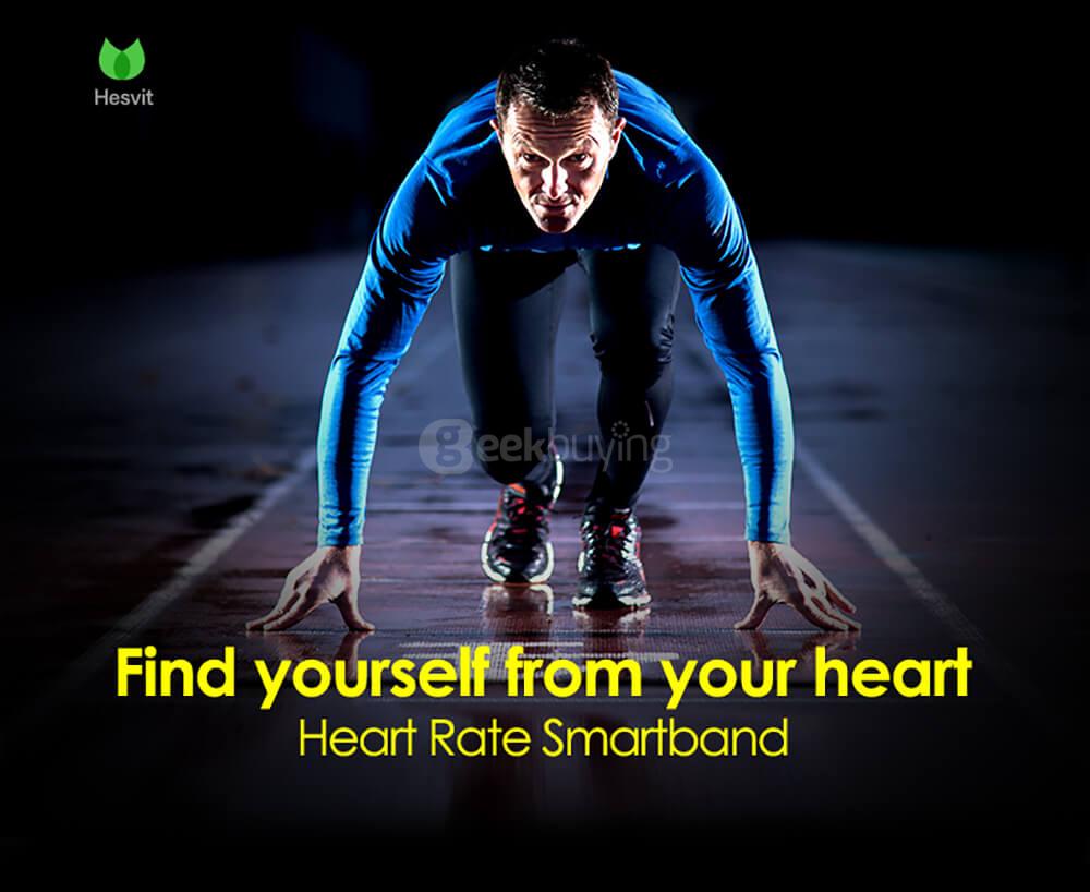 Hesvit G1 Bluetooth 4.0 Smart Bracelet Heart Rate Monitor Skin Temperature Measurement Automatic Activity Tracker for Andriod iOS - Black