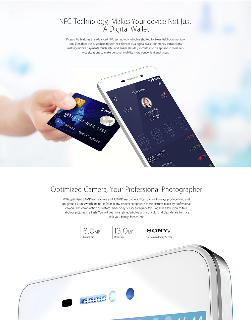 [HK Stock]Bluboo Picasso 4G 5.0inch IPS HD Android 6.0 Smartphone MT6735 Quad Core 1.0GHz 2GB RAM 16GB ROM 8.0MP 13.0MP NFC - Gold