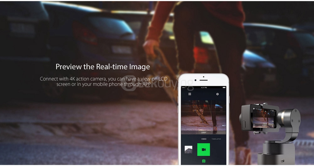 [HK Stock][Official International Version] Xiaoyi YI 3-axis Handheld Gimbal Stabilizer YI 4K Action Camera Kit Ambarella A9SE75 Sony IMX377 12MP 155&lrm; Degree 1400mAh EIS LDC Sport Camera - Black