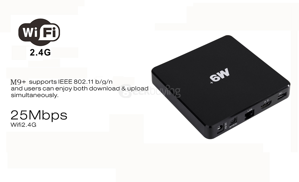 M9+ Amlogic S905X 4K KODI Preinstaled Android 6.0 TV BOX 1G/8G 802.11b/g/n LAN Bluetooth