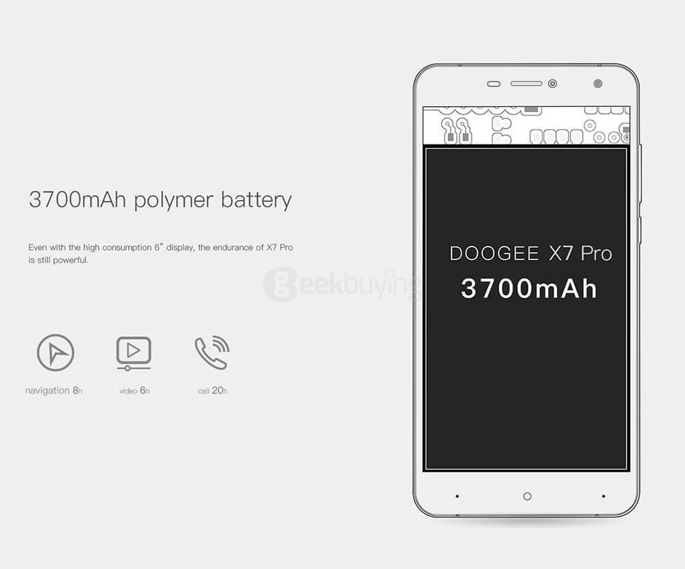 [HK Stock]Doogee X7 Pro 6.0 inch HD Android 6.0 4G LTE Smartphone MT6737 Quad Core 1.3GHz 2GB RAM 16GB ROM 13.0MP VR Supported OTG Fast Charge - Silver