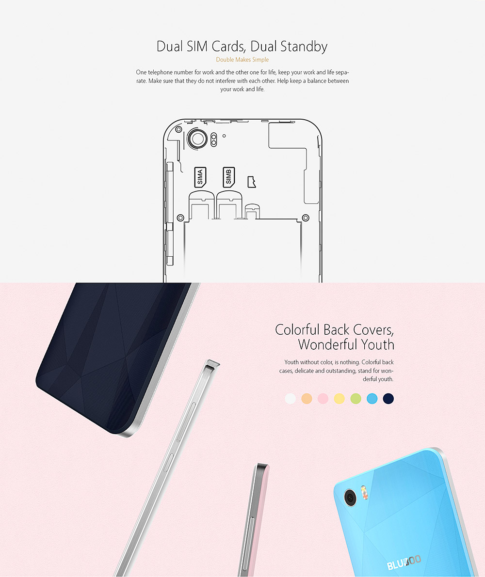 [HK Stock]Bluboo Picasso 4G 5.0inch IPS HD Android 6.0 Smartphone MT6735 Quad Core 1.0GHz 2GB RAM 16GB ROM 8.0MP 13.0MP NFC - Gold