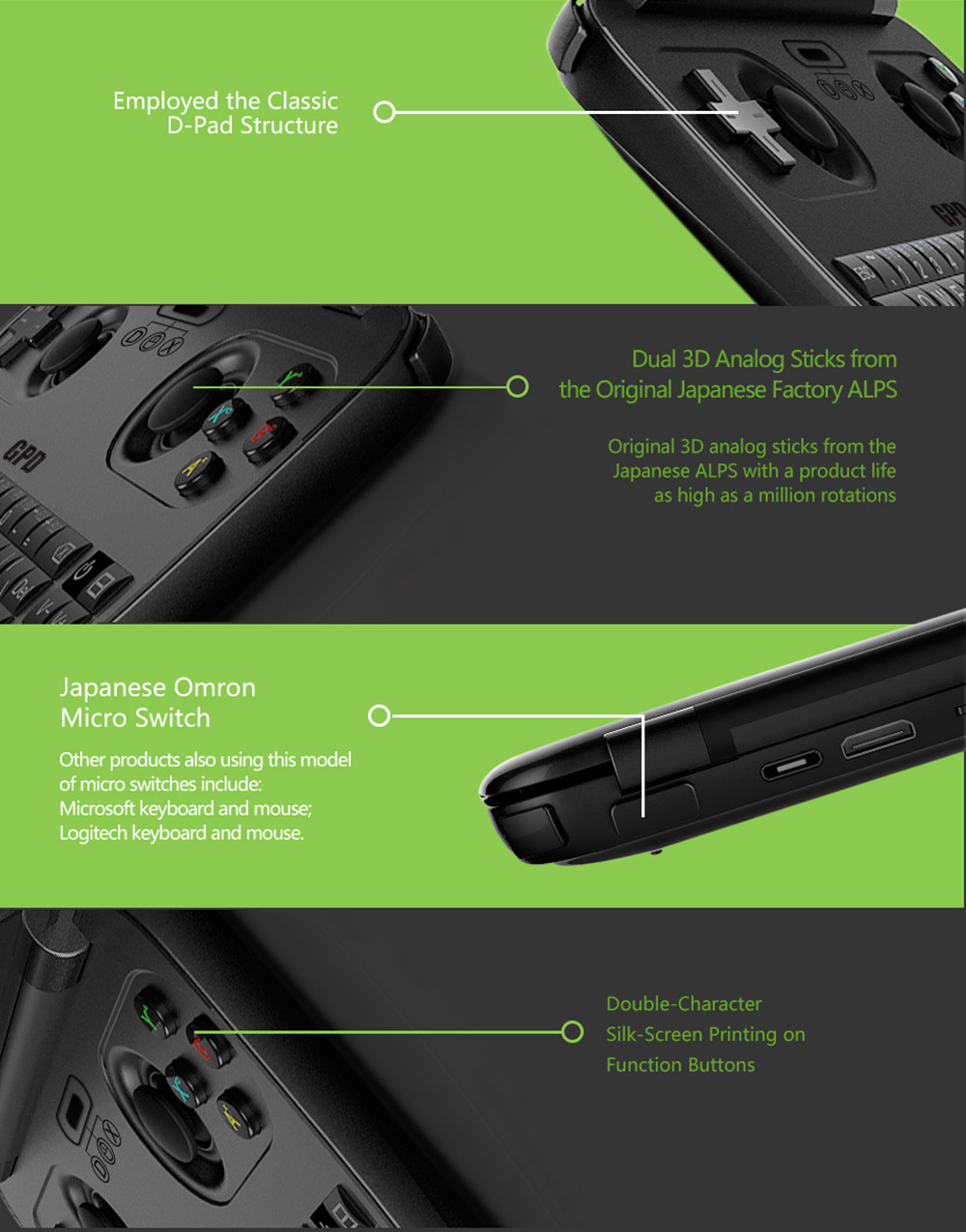 [Spain Stock] GPD Win 5.5 inch Gamepad Tablet PC Intel Atom X7 Z8700 Windows 10 OS 4GB/64GB Game Console Quad Core 2.4GHz Gorilla Glass Touch Screen 1280*720 Type-C - Black