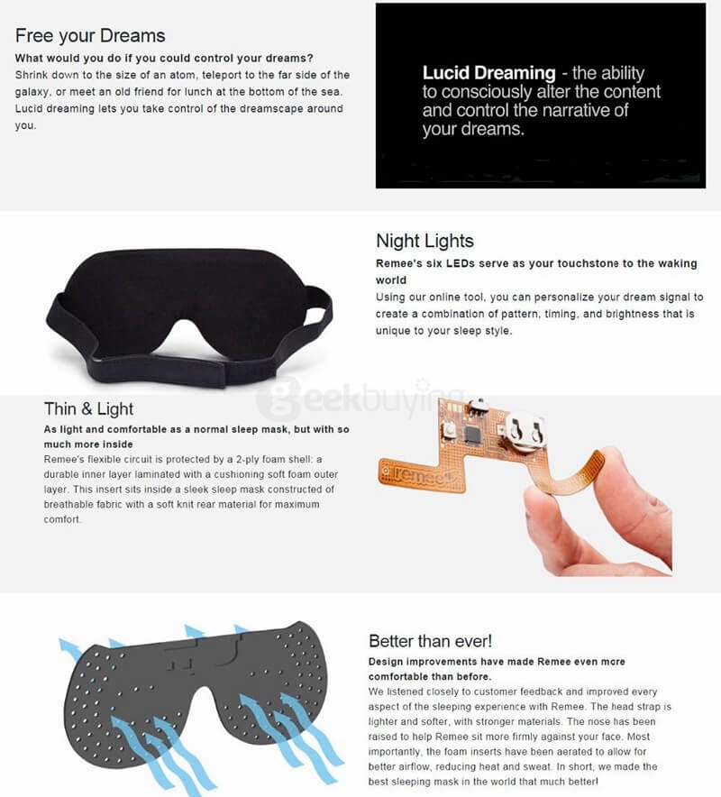 Remee Remy Sleeping Mask Lucid Dream Induction Enhancing REM Inception Dream Control - Yellow