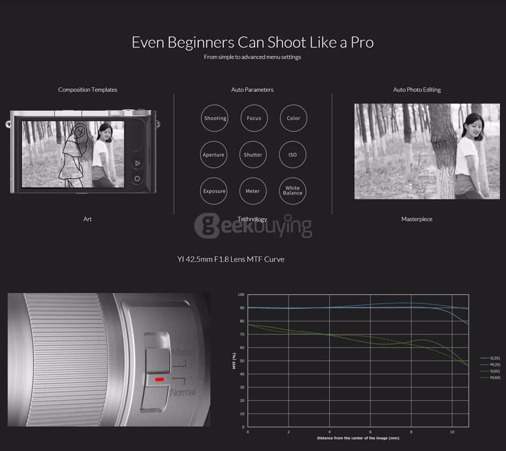 [HK Stock]Original YI M1 Mirrorless Camera WiFi 4K Standard Lens IMX269 Sensor 20MP 3.0