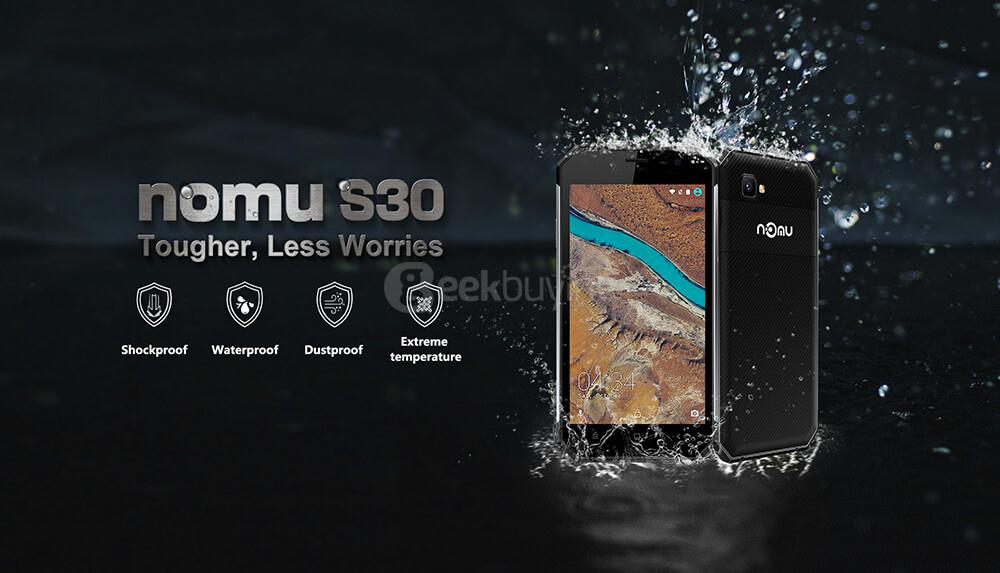 [HK Stock]NOMU S30 IP68 Waterproof 5.5inch FHD Android 6.0 4G LTE Rugged Phone MT6755 Octa-core 2.0GHz 4GB 64GB 16.0MP 5000mAh Battery NFC OTG - Black