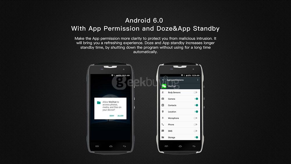 [HK Stock]Doogee T5 LITE 5.0inch HD Android 6.0 IP67 Waterproof Business Sport Phone MT6735 Quad Core 1.0GHz 2GB 16GB 5.0MP 8.0MP OTG 4500mAh Battery - Black