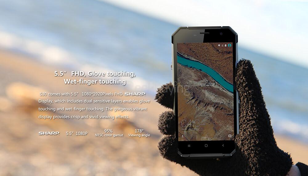 [HK Stock]NOMU S30 IP68 Waterproof 5.5inch FHD Android 6.0 4G LTE Rugged Phone MT6755 Octa-core 2.0GHz 4GB 64GB 16.0MP 5000mAh Battery NFC OTG - Black
