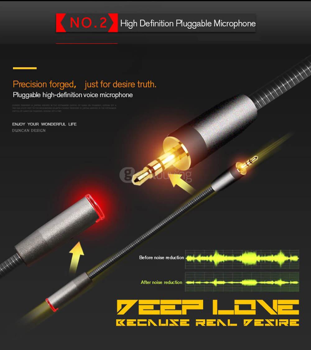 XIBERIA T19 LED Gaming Headsets With Microphone Vibration 7.1 Virtual Surrounded Sound For PC Gamer - Gray