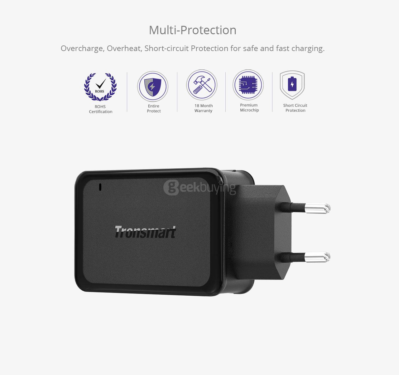 Tronsmart Dual Ports Qualcomm Quick Charge 3.0 36W Wall Charger - EU
