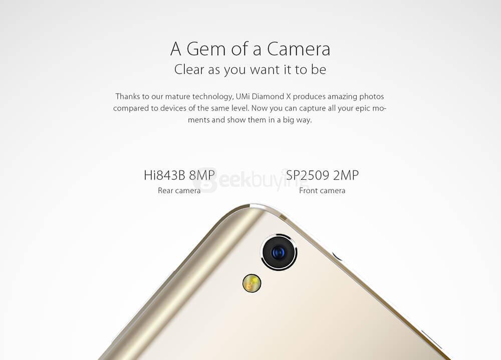 [HK Stock]UMI Diamond X 5.0inch HD 2.5D Screen Android 6.0 4G LTE Smartphone MT6737 Quad Core 2GB RAM 16GB ROM 8.0MP OTG LED Notification - Gold
