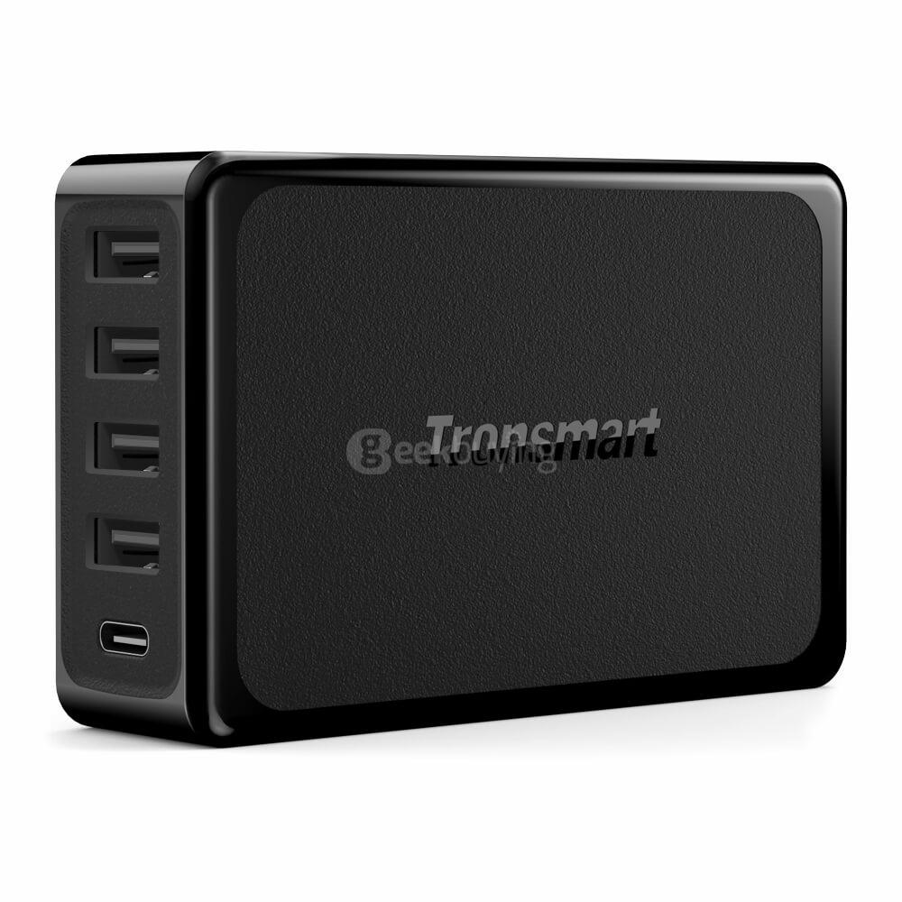 Tronsmart 60W USB-C 5-Port Desktop Charger with Power Delivery for Google Pixel/Pixel XL MacBook (2016 Model) iPad Pro and VoltiQ for iPhone Samsung & More - EU