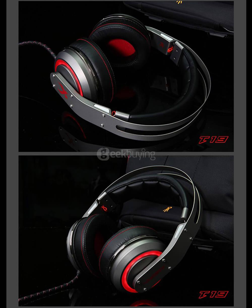 XIBERIA T19 LED Gaming Headsets With Microphone Vibration 7.1 Virtual Surrounded Sound For PC Gamer - Gray