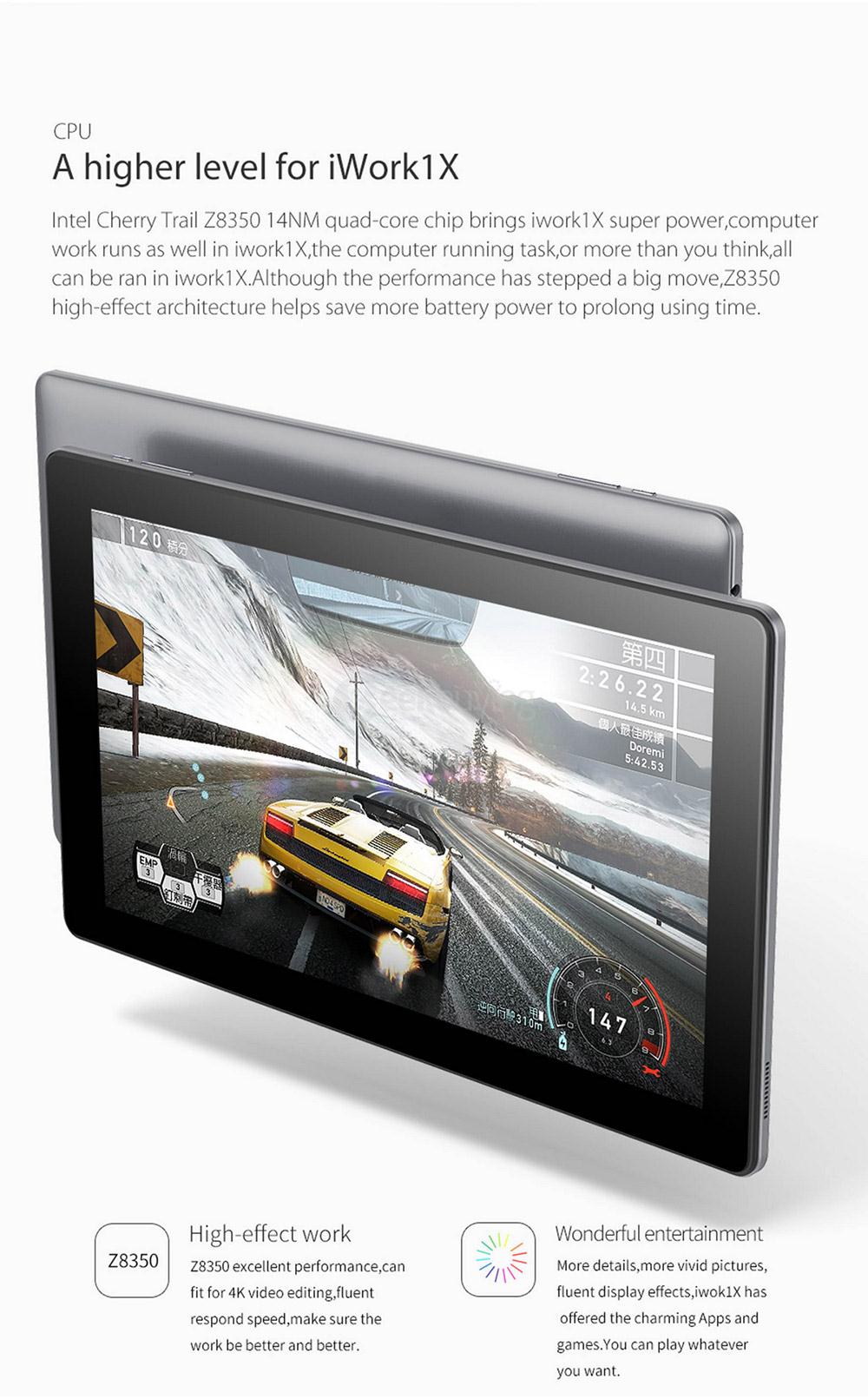 Cube iWork1X 2 in 1 Tablet PC 11.6 inch Windows 10 4GB/64GB Intel Atom X5 Z8350 Quad Core 1.92GHz IPS 1920*1080 - Gray