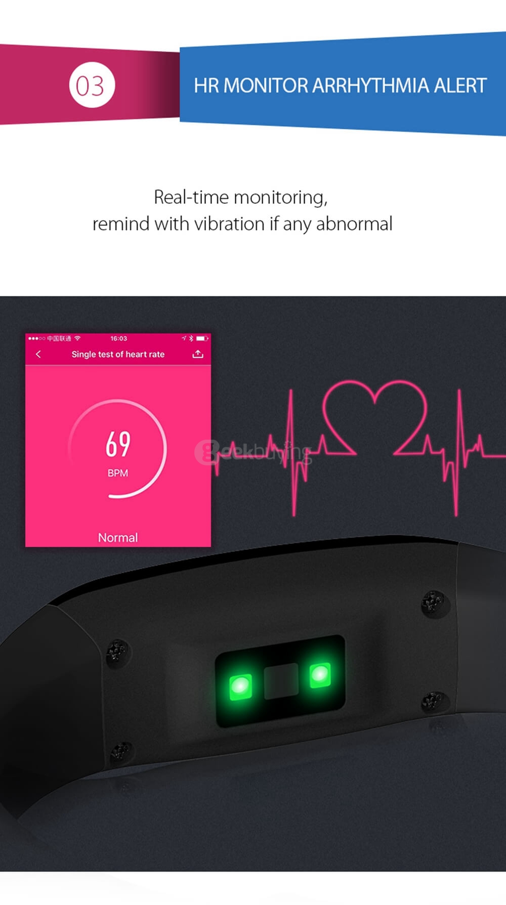 V07 Bluetooth 4.0 Heart Rate / Blood Pressure Monitor Smart Bracelet Arrhythmia Alert Health Tracker IP67 Waterproof For iOS Android - Red